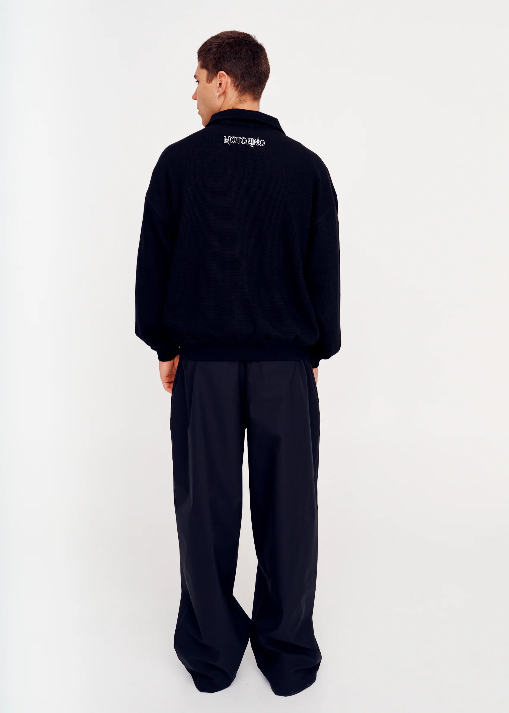 Quarter Zip Waffle - Black - Image 10
