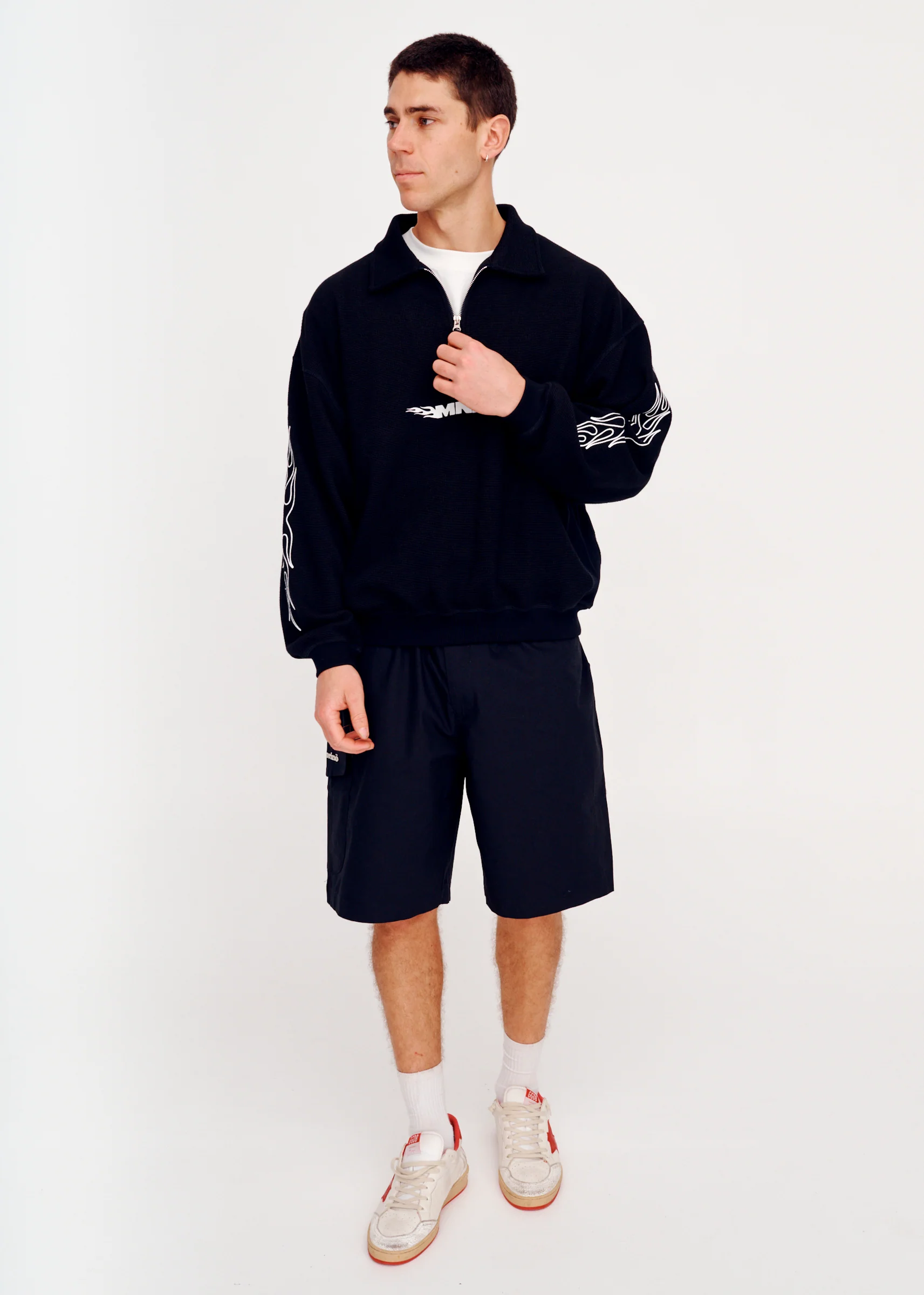 Quarter Zip Waffle - Black - Image 8