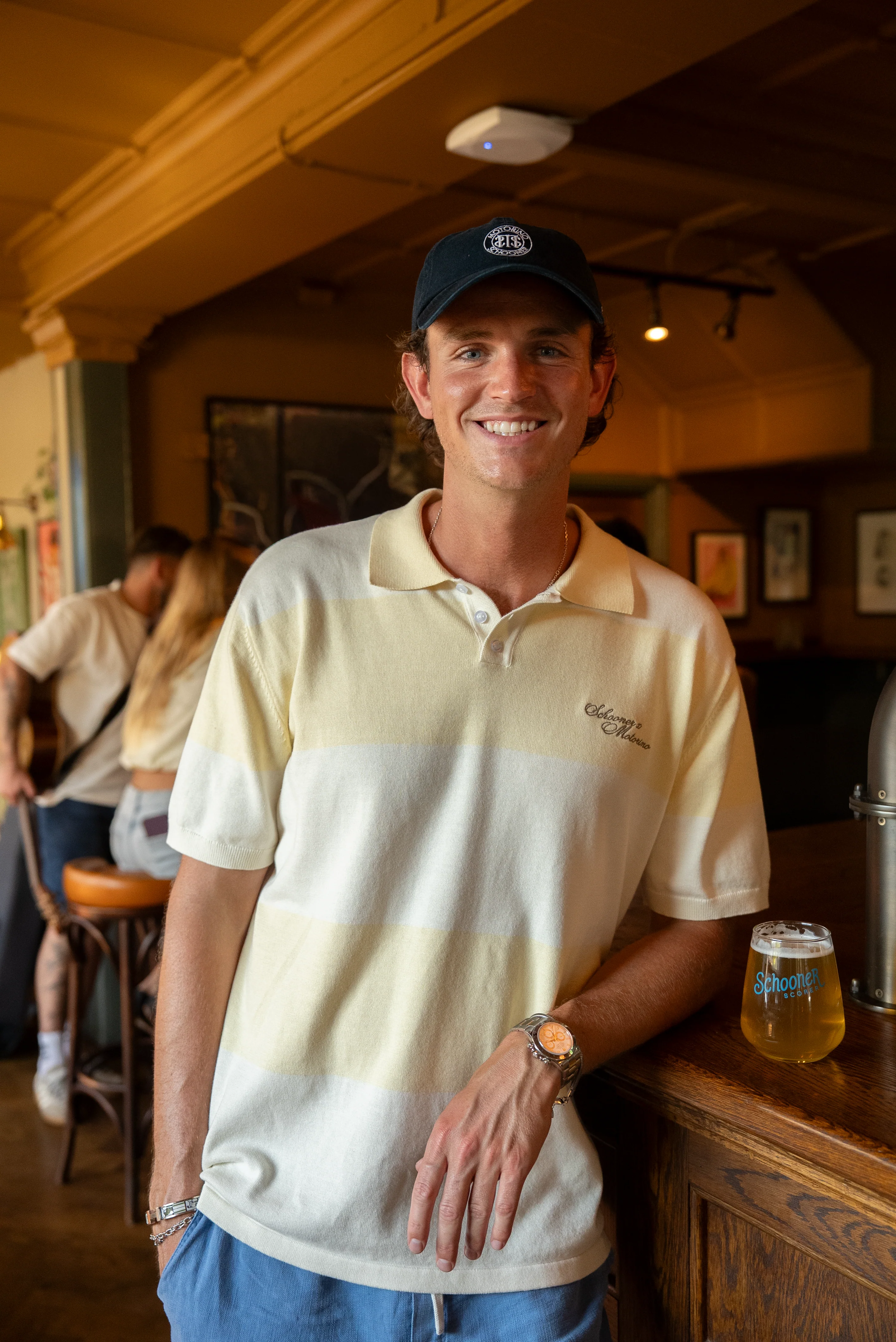 Schooner Scorer x Motorino Knitted Polo - Yellow - Image 3