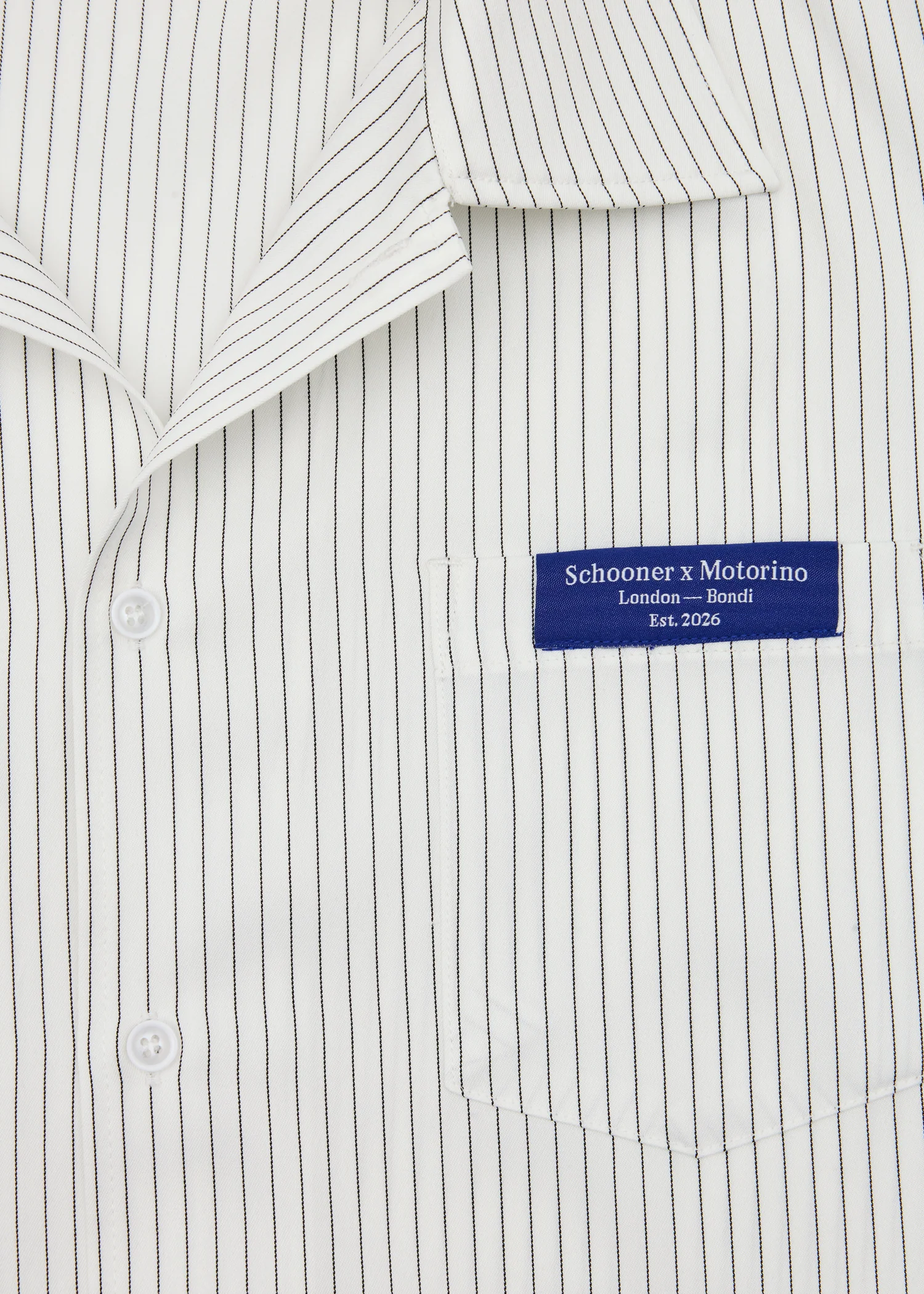 Schooner Scorer x Motorino Pinstripe Shirt - White and Black - Image 3