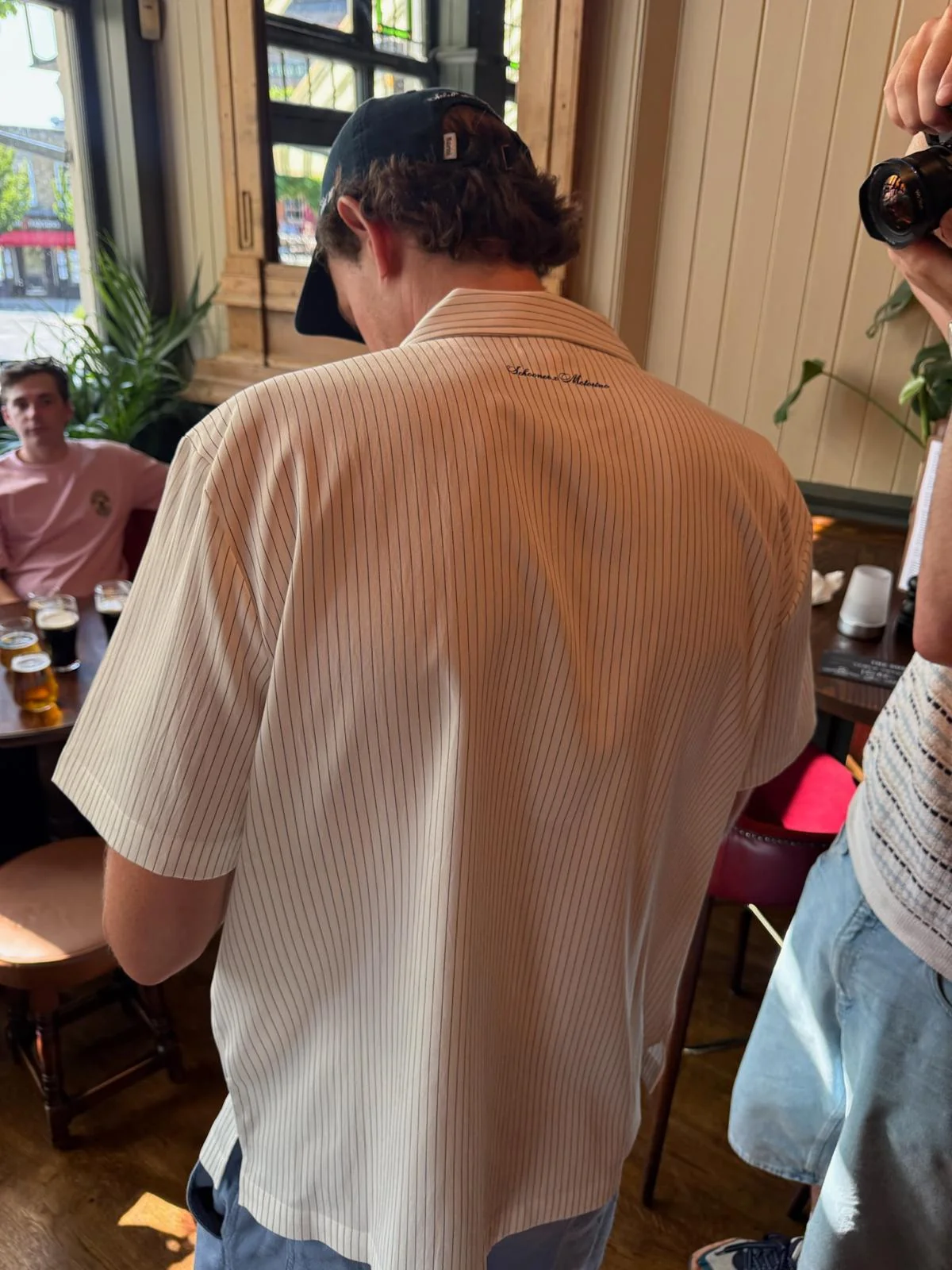 Schooner Scorer x Motorino Pinstripe Shirt - White and Black - Image 9